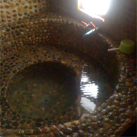 private room at hot springs with stone tub