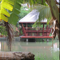 sala and pond at bautong lodge farm